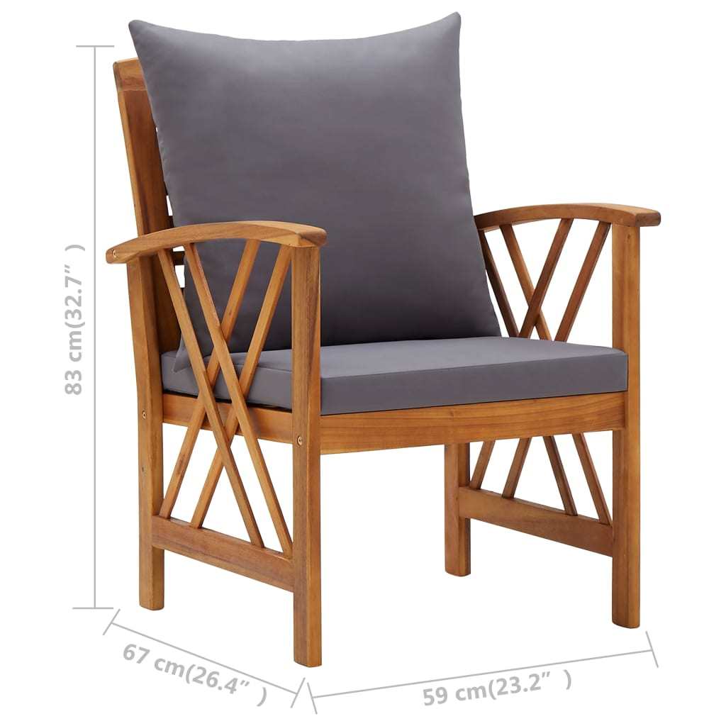 5 Piece Patio Lounge Set with Cushions Solid Acacia Wood - WoodPoly.com
