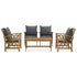 5 Piece Patio Lounge Set with Cushions Solid Acacia Wood - WoodPoly.com