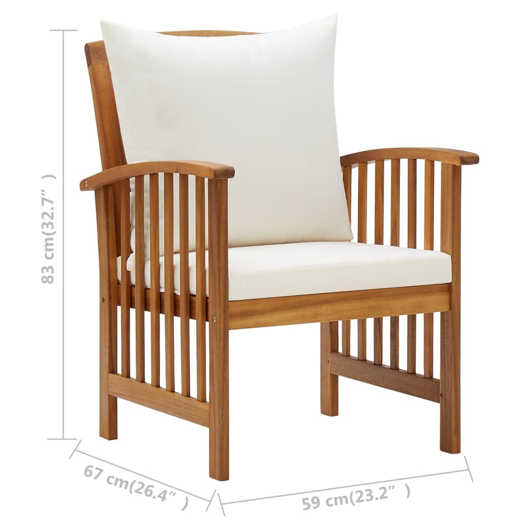 5 Piece Patio Lounge Set with Cushions Solid Acacia Wood - WoodPoly.com