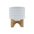 5" TEXTURED PLANTER W/ STAND, WHITE
