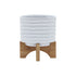 5" TEXTURED PLANTER W/ STAND, WHITE