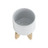 5" TRIBAL PLANTER W/ WOOD STAND, WHITE