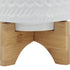 5" TRIBAL PLANTER W/ WOOD STAND, WHITE
