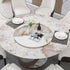 59.05"Modern Sintered stone dining table with 31.5" round turntable and metal exquisite pedestal