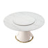 59.05"Modern Sintered stone dining table with 31.5" round turntable for 8 person with wood and metal exquisite pedestal