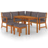 6 Piece Patio Dining Set with Cushions Solid Wood Acacia