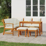 6 Piece Patio Dining Set with Cushions Solid Wood Acacia