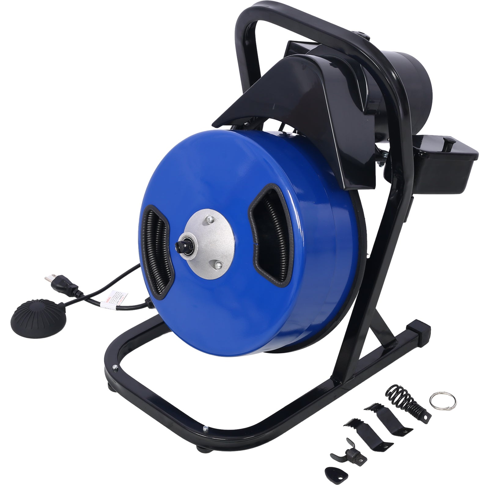 60FTx1/2Inch Drain Cleaner Machine Electric Drain Auger with 4 Cutter & Foot Switch Drain Cleaner Machine Sewer Snake Drill Drain Auger Cleaner for 1