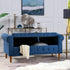 62" Bedroom Tufted Button Storage Bench, Linen Upholstered Ottoman, Window Bench, Rolled Arm Design for Bedroom, Living Room, Foyer (Blue)