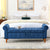 62" Bedroom Tufted Button Storage Bench, Linen Upholstered Ottoman, Window Bench, Rolled Arm Design for Bedroom, Living Room, Foyer (Blue)