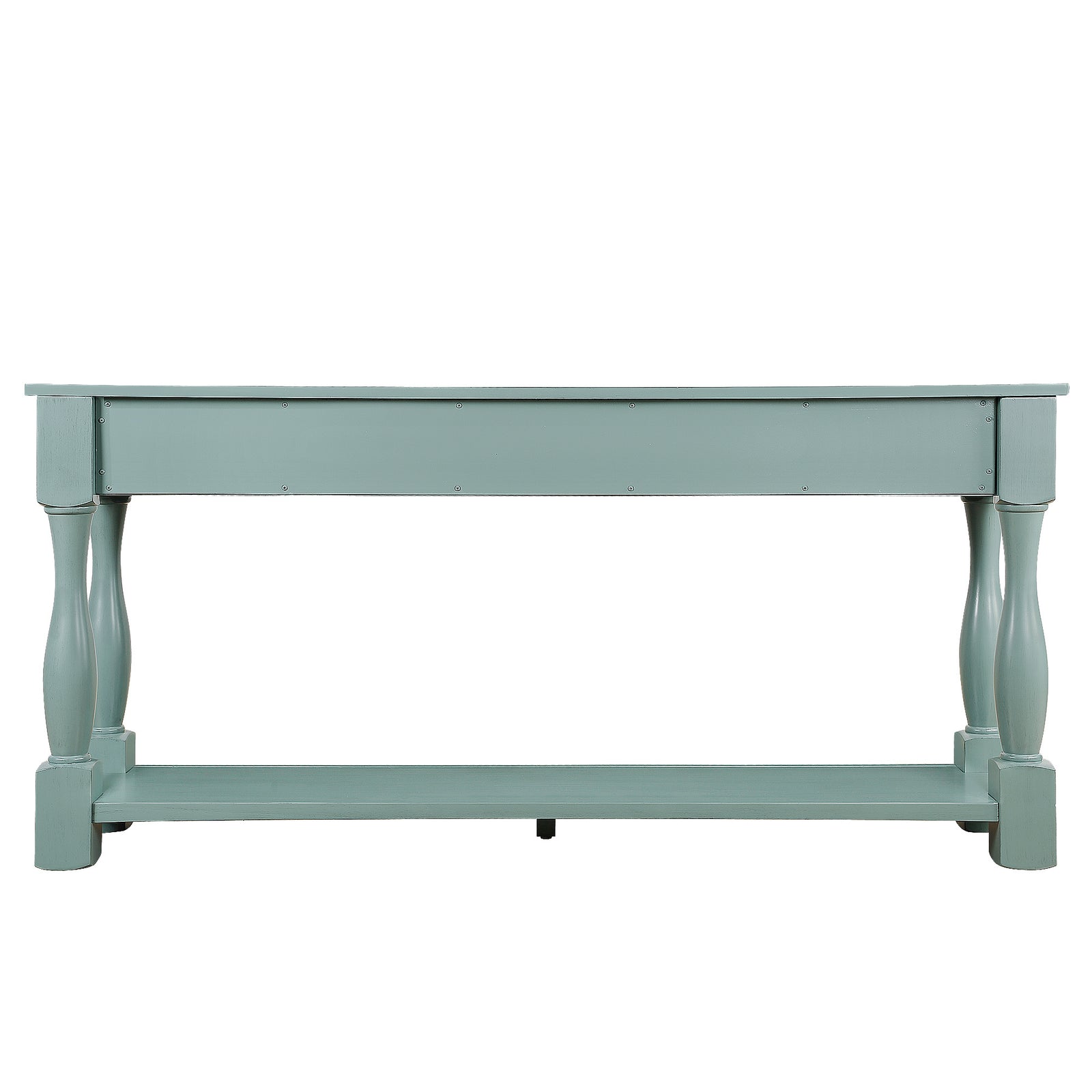 63inch Long Wood Console Table with 3 Drawers and 1 Bottom Shelf for Entryway Hallway Easy Assembly Extra-thick Sofa Table ( Retro Blue)