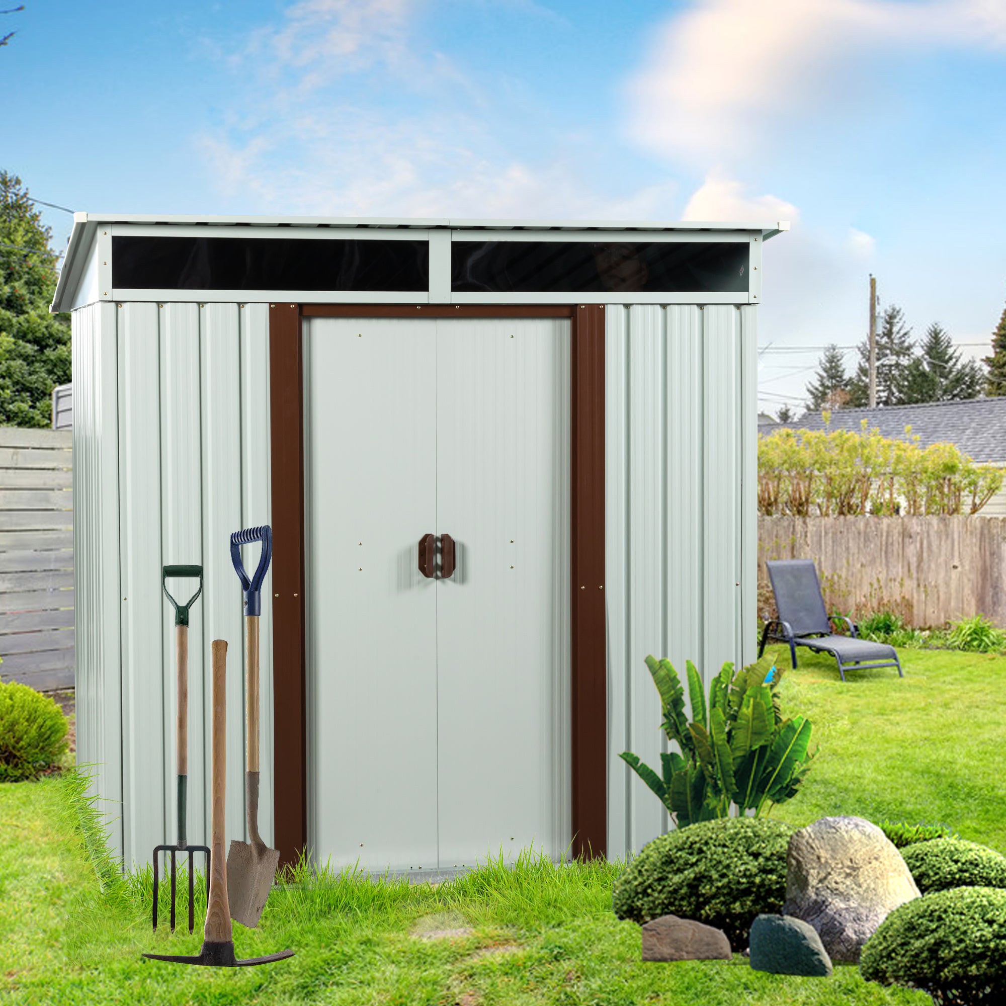 6ft x 5ft Outdoor Metal Storage Shed White