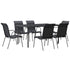 7 Piece Patio Dining Set Black Steel and Textilene