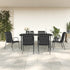 7 Piece Patio Dining Set Black Steel and Textilene
