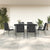 7 Piece Patio Dining Set Black Steel and Textilene