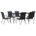 7 Piece Patio Dining Set Black Steel and Textilene