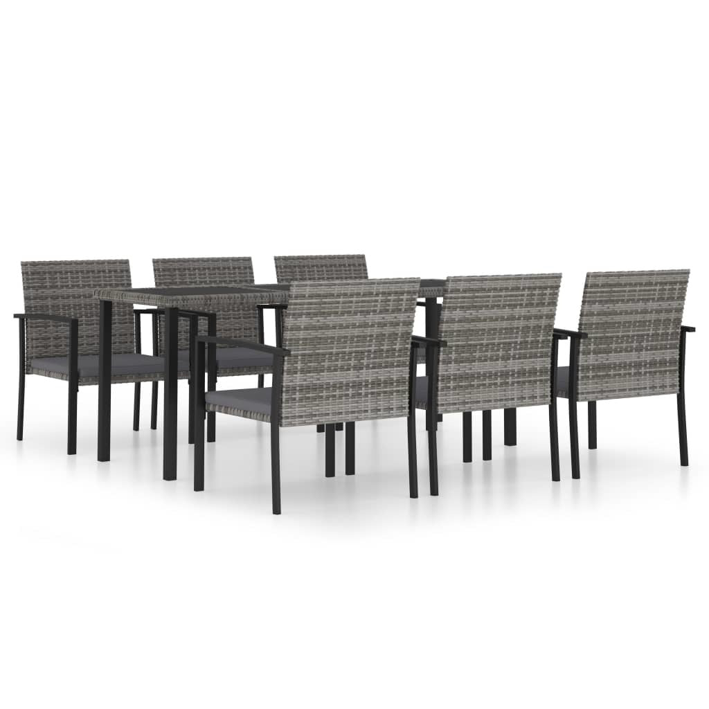 7 Piece Patio Dining Set Poly Rattan Gray - WoodPoly.com