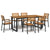 7 Piece Patio Dining Set Solid Wood Acacia and Metal
