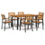 7 Piece Patio Dining Set Solid Wood Acacia and Metal