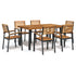 7 Piece Patio Dining Set Solid Wood Acacia and Metal