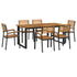 7 Piece Patio Dining Set Solid Wood Acacia and Metal
