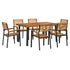 7 Piece Patio Dining Set Solid Wood Acacia and Metal
