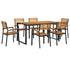 7 Piece Patio Dining Set Solid Wood Acacia and Metal
