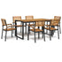 7 Piece Patio Dining Set Solid Wood Acacia and Metal