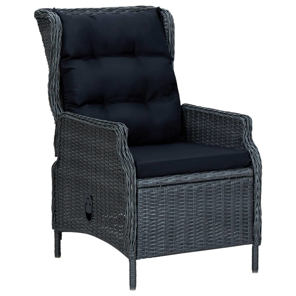7 Piece Patio Dining Set with Cushions Poly Rattan Dark Gray - WoodPoly.com