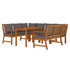 7 Piece Patio Dining Set with Cushions Solid Wood Acacia
