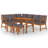 7 Piece Patio Dining Set with Cushions Solid Wood Acacia