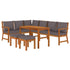 7 Piece Patio Dining Set with Cushions Solid Wood Acacia
