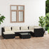 7 Piece Patio Lounge Set with Cushions Poly Rattan Black