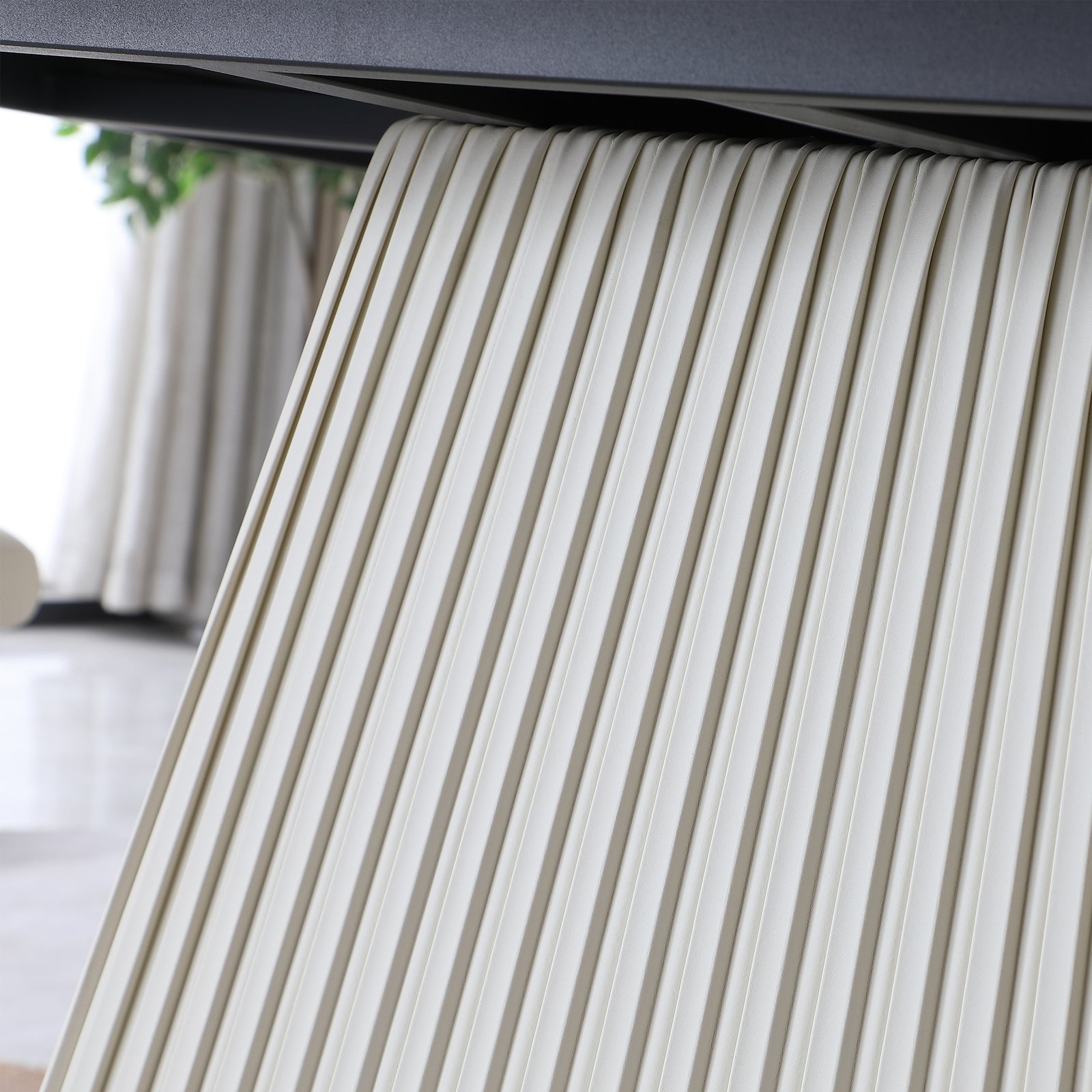 71-Inch Stone DiningTable with Carrara White color and Striped Pedestal Base