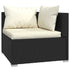 8 Piece Patio Lounge Set with Cushions Poly Rattan Black
