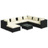 8 Piece Patio Lounge Set with Cushions Poly Rattan Black