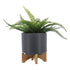 8" PLANTER W/ WOOD STAND, MATTE GRAY