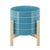 8" STRIPED PLANTER W/ WOOD STAND, SKYBLUE