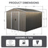 8x10ft Outdoor Metal Storage Shed Grey