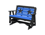 Glider Handmade by Amish Artisans in USA Poly Lumber wood Star Series Porch Glider Heavy Duty Everlasting PolyTuf HDPE