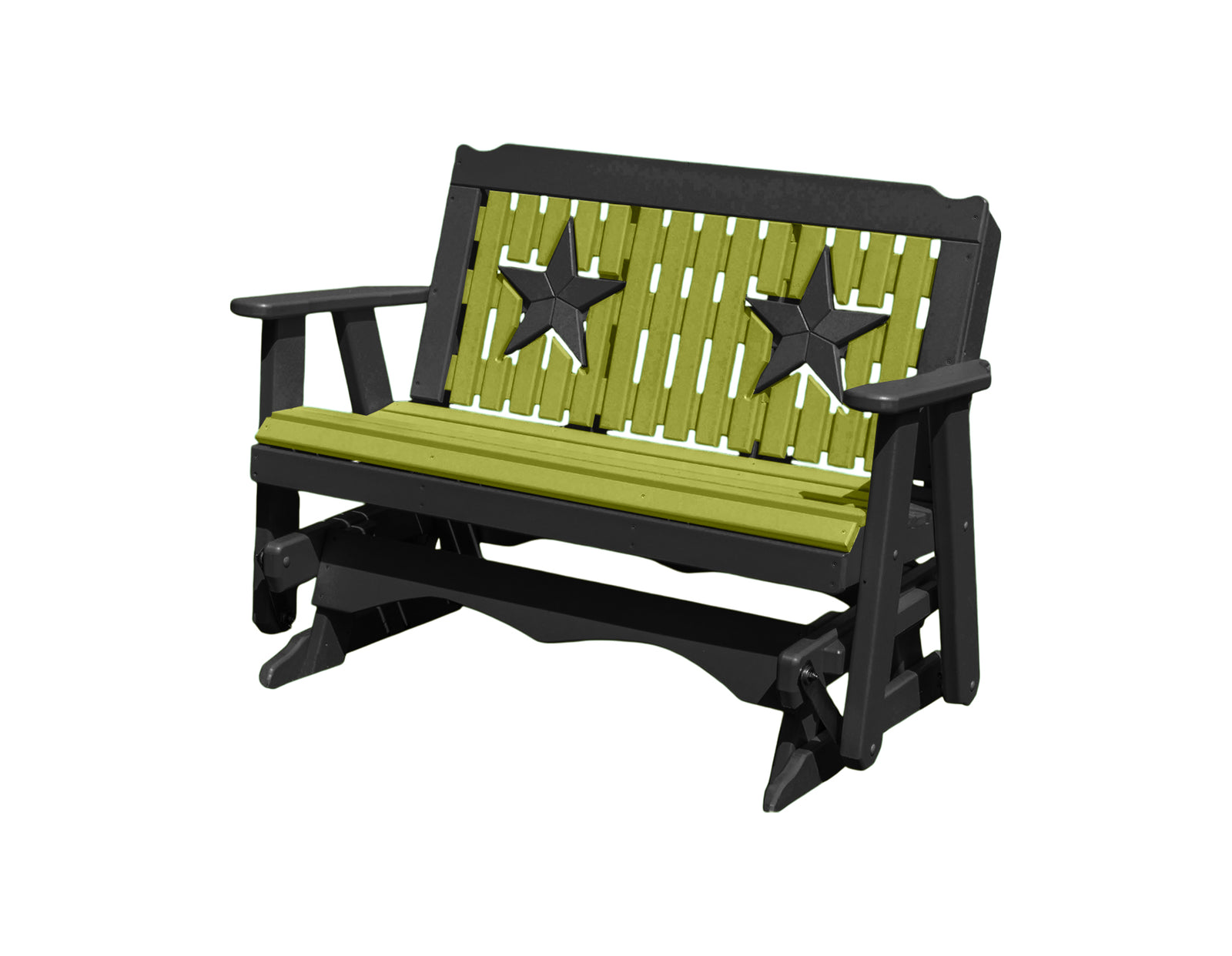 Glider Handmade by Amish Artisans in USA Poly Lumber wood Star Series Porch Glider Heavy Duty Everlasting PolyTuf HDPE
