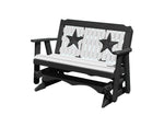 Glider Handmade by Amish Artisans in USA Poly Lumber wood Star Series Porch Glider Heavy Duty Everlasting PolyTuf HDPE