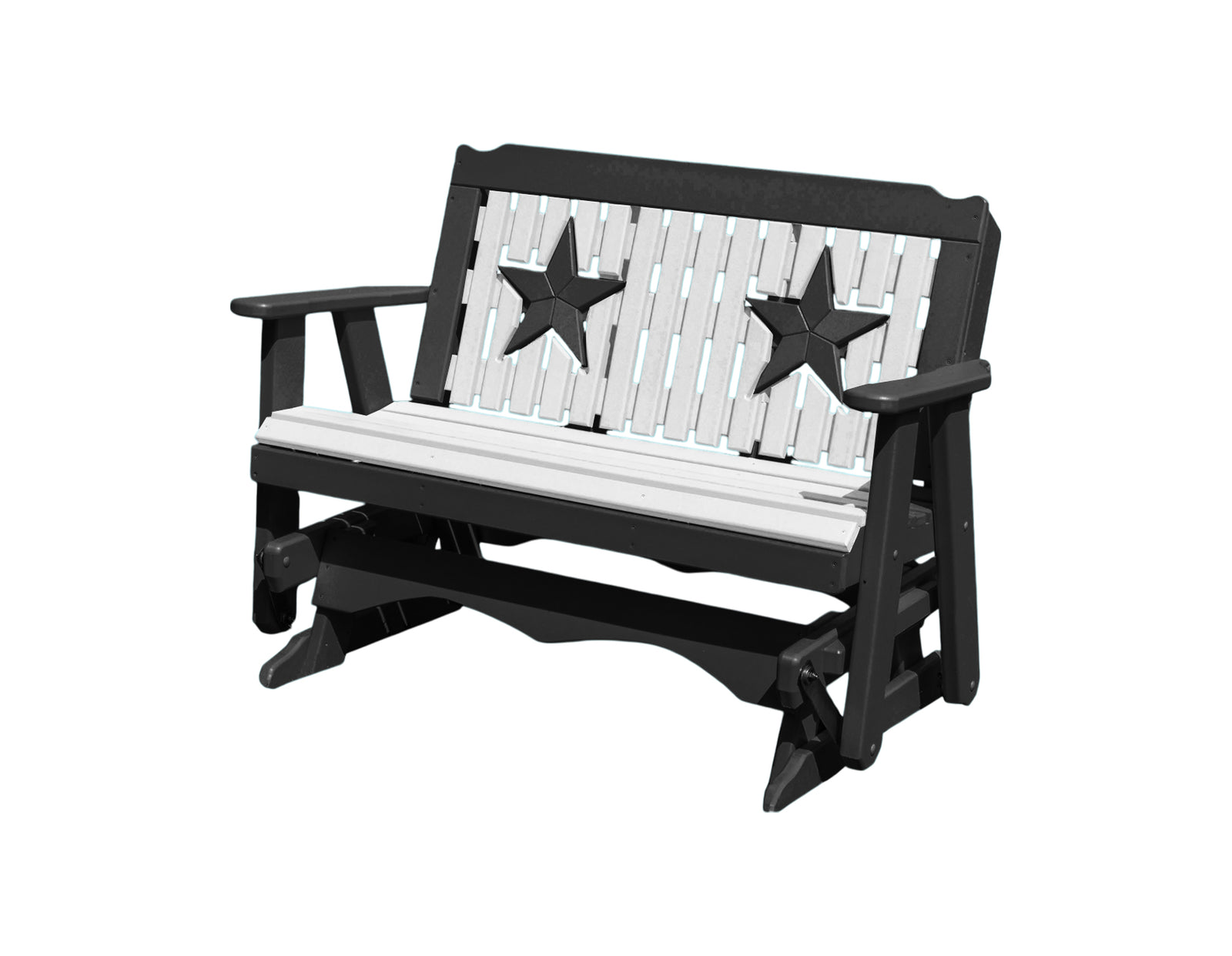 Glider Handmade by Amish Artisans in USA Poly Lumber wood Star Series Porch Glider Heavy Duty Everlasting PolyTuf HDPE