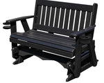 Glider Handmade by Amish Artisans in USA Poly Lumber wood Mission Series Porch Glider Heavy Duty Everlasting PolyTuf HDPE