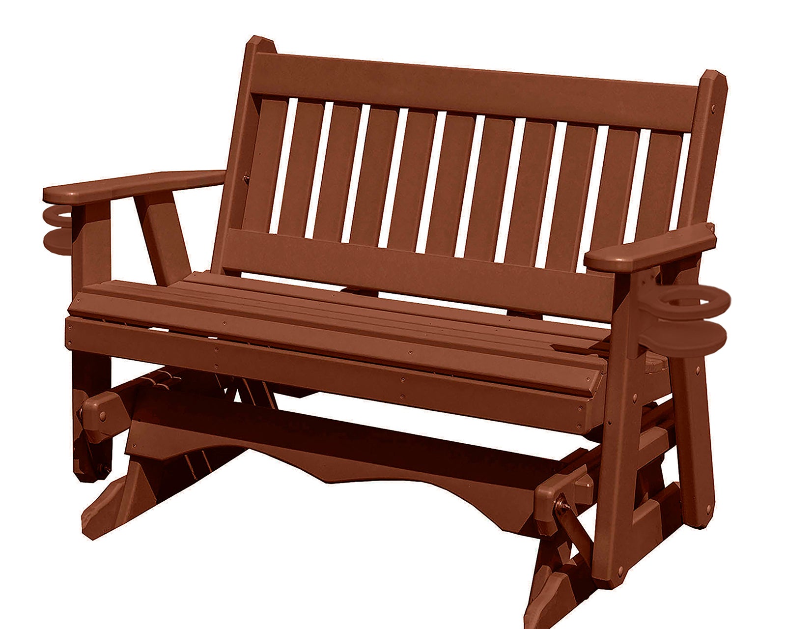 Amish Made Mission Series Poly Plastic Lumber Wood Glider Premium Colors Made in USA HDPE with No wood fibers Memorial Patio Porch Glider English design 1000 lbs Limit+G4:G5
