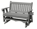 Amish Made Mission Series Poly Plastic Lumber Wood Glider Premium Colors Made in USA HDPE with No wood fibers Memorial Patio Porch Glider English design 1000 lbs Limit+G4:G5