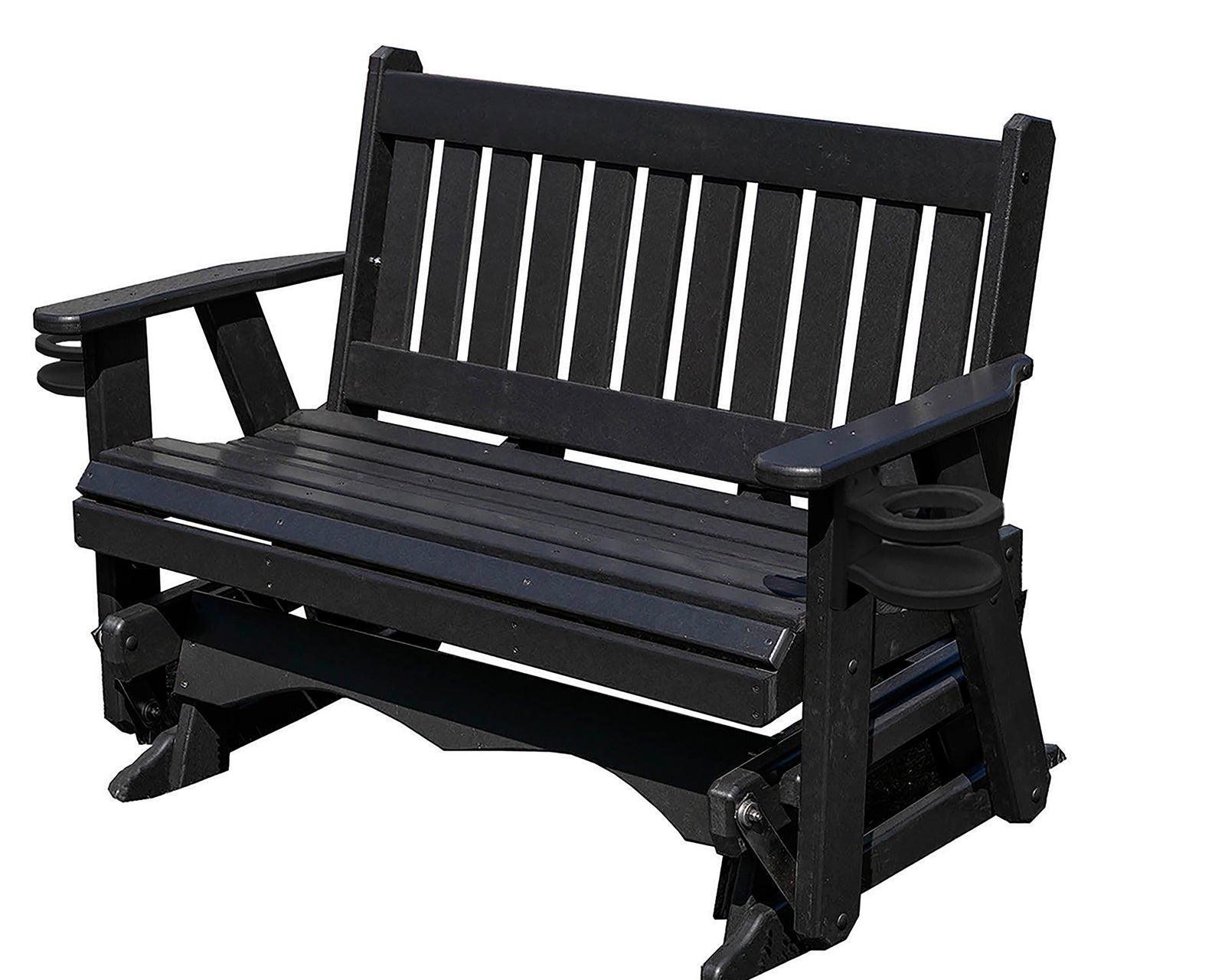 Amish Made Mission Series Poly Plastic Lumber Wood Glider Premium Colors Made in USA HDPE with No wood fibers Memorial Patio Porch Glider English design 1000 lbs Limit+G4:G5