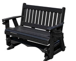 Amish Made Mission Series Poly Plastic Lumber Wood Glider Premium Colors Made in USA HDPE with No wood fibers Memorial Patio Porch Glider English design 1000 lbs Limit+G4:G5