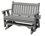 Amish Made Mission Series Poly Plastic Lumber Wood Glider Premium Colors Made in USA HDPE with No wood fibers Memorial Patio Porch Glider English design 1000 lbs Limit+G4:G5