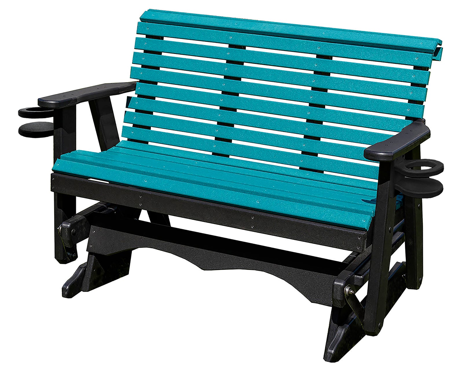 Glider Handmade by Amish Artisans in USA Poly Lumber wood Lancaster series Roll Back Porch Glider Heavy Duty Everlasting PolyTuf HDPE